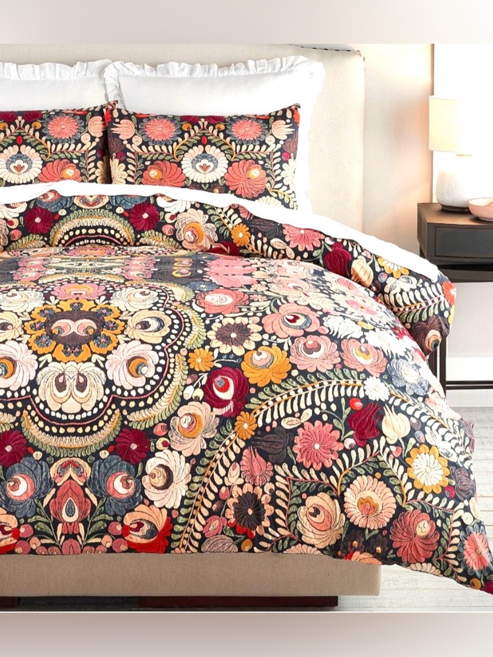 Pottery Barn Helena Embroidered Floral Percale Duvet Cover